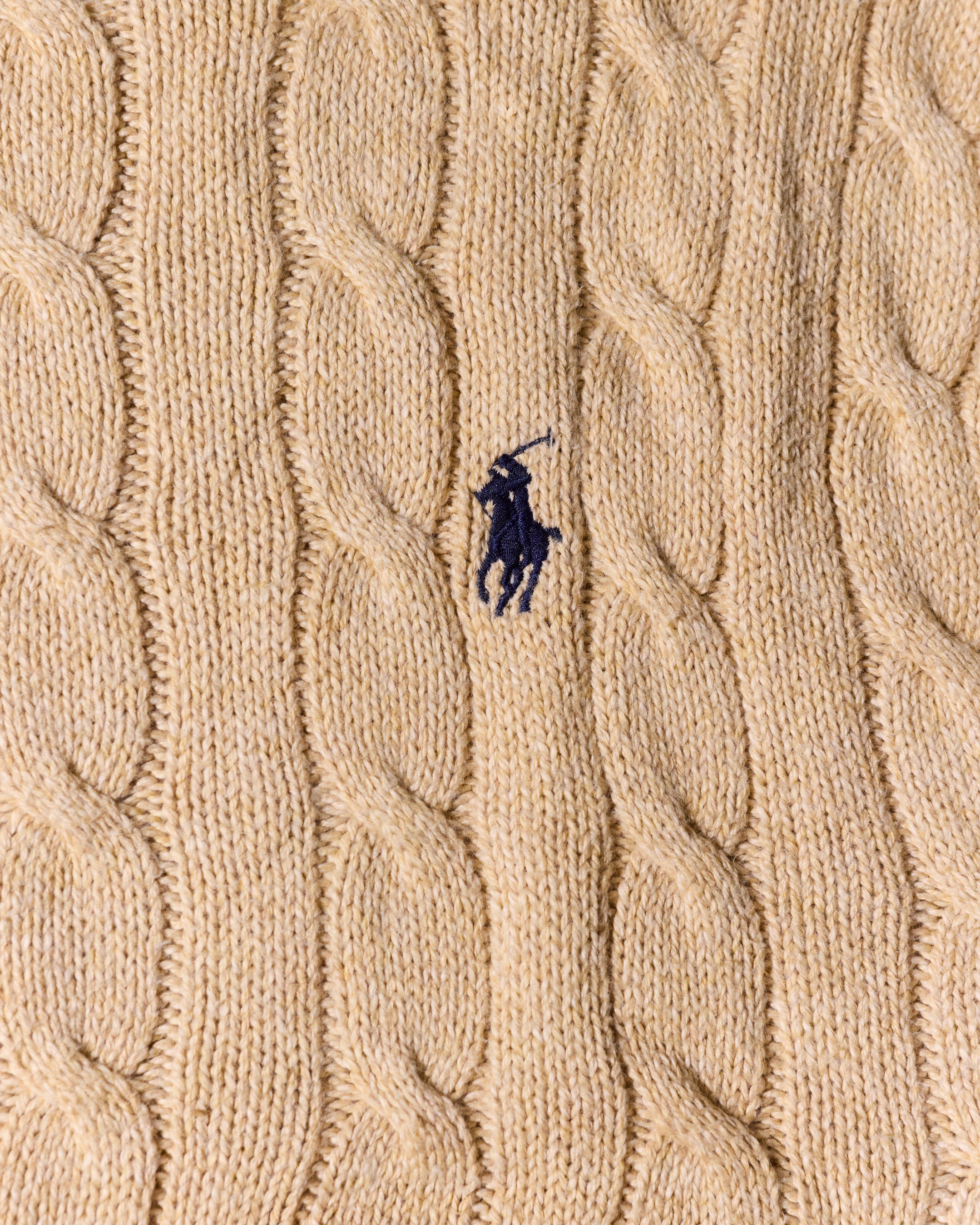 RL Beige & Navy Logo Cable Knit