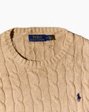 RL Beige & Navy Logo Cable Knit