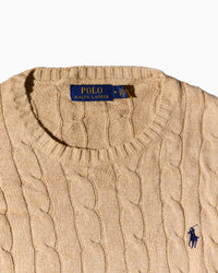 RL Beige & Navy Logo Cable Knit
