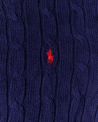 RL Navy & Red Logo Cable Knit