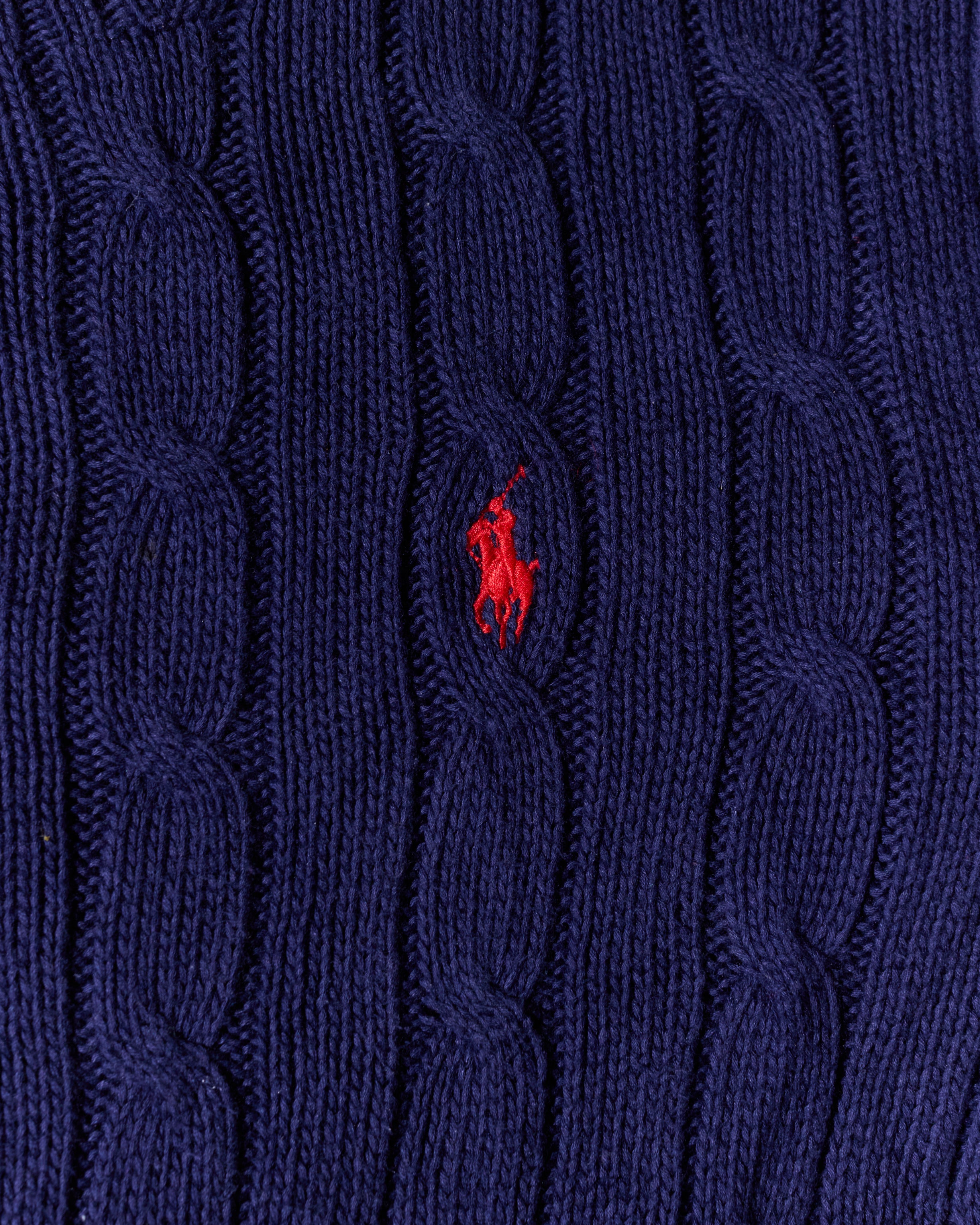 RL Navy & Red Logo Cable Knit
