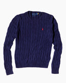 RL Navy & Red Logo Cable Knit