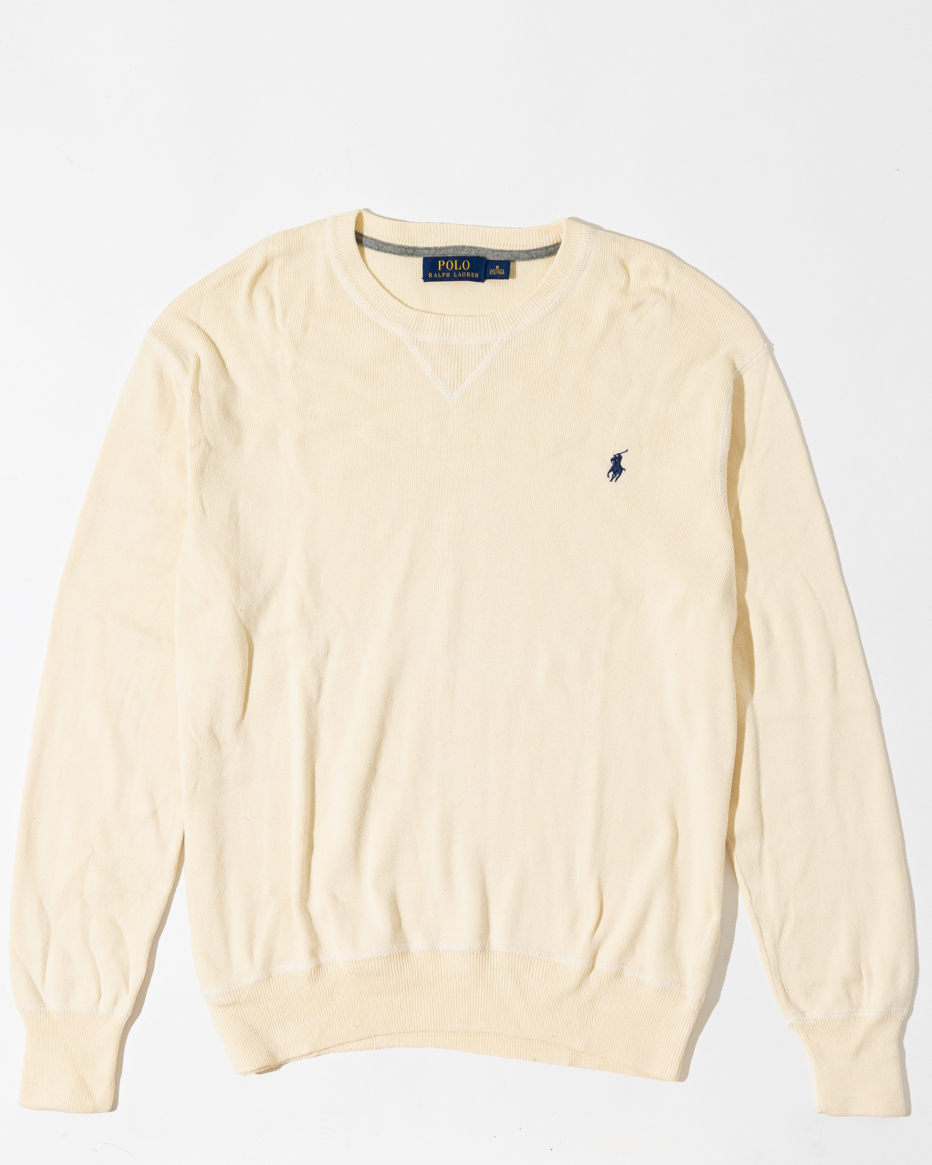 RL Cream Crewneck Knit Sweater &Navy Logo (M)