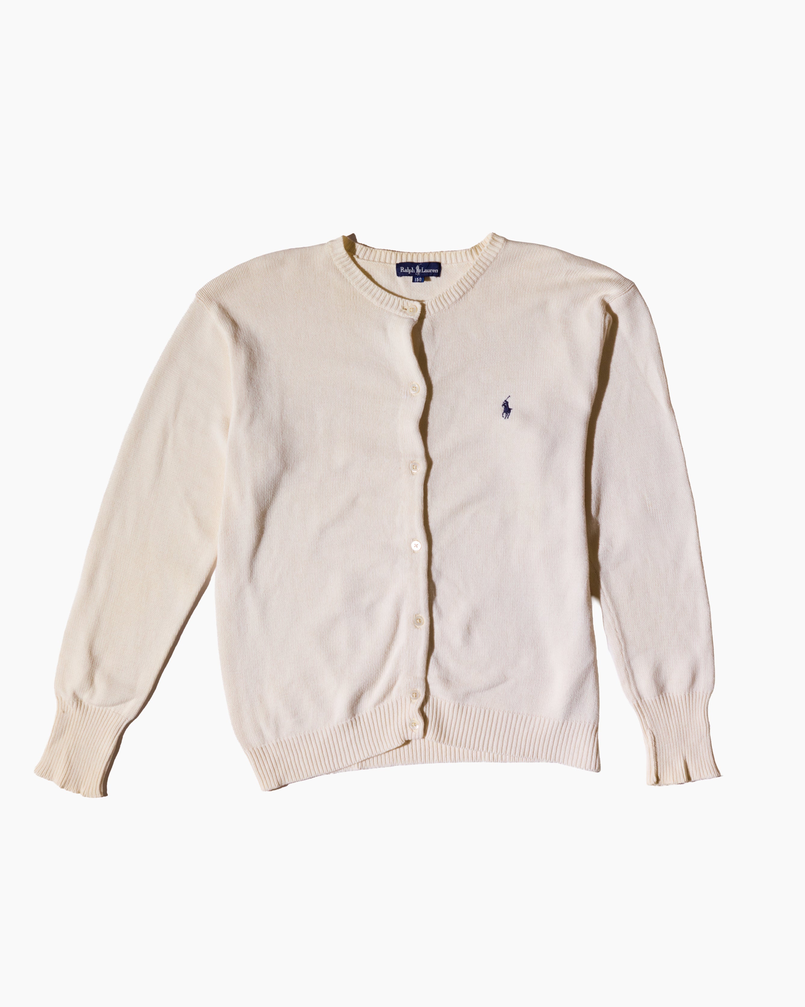 RL Cream & Navy Logo Cardigan