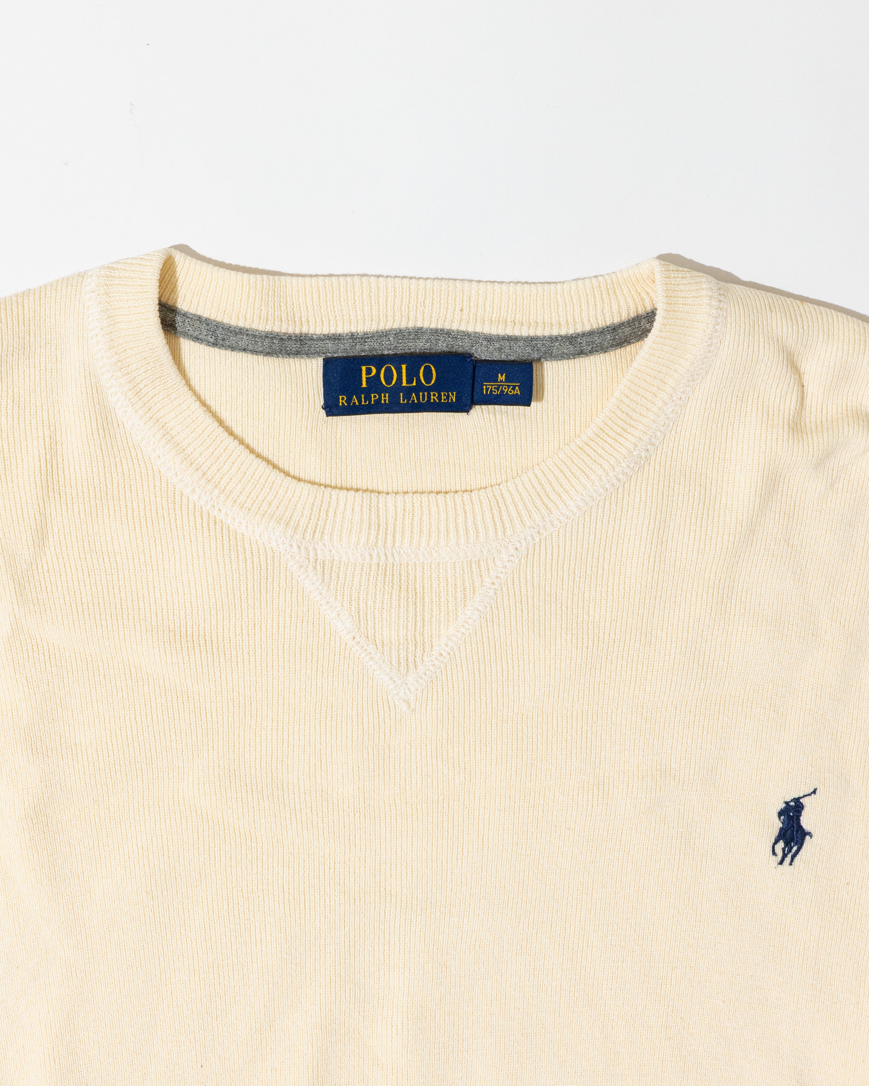 RL Cream Crewneck Knit Sweater &Navy Logo (M)