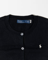 RL Black Button Up Cardigan & White Logo (S)