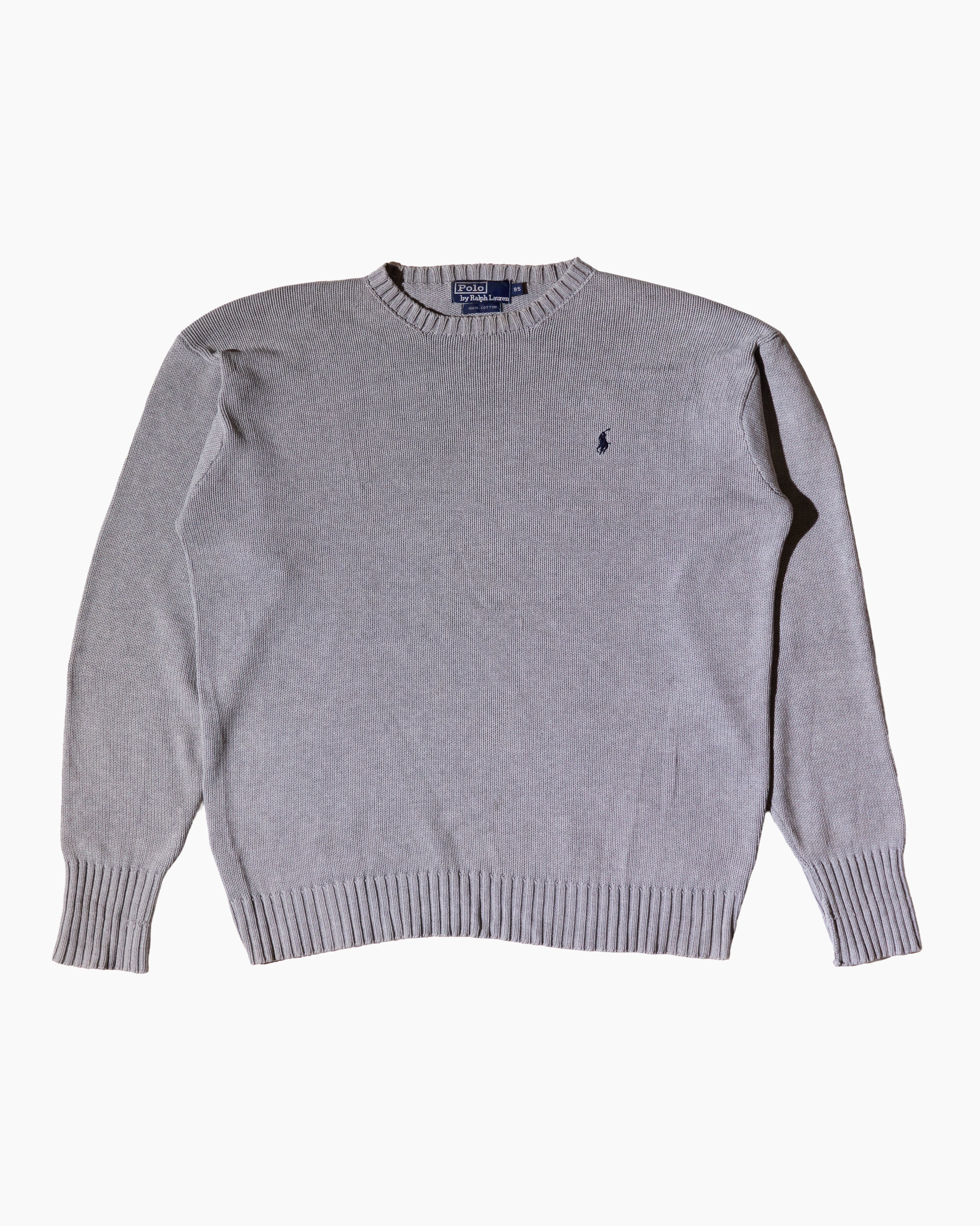 RL Light Grey & Navy Logo Knit