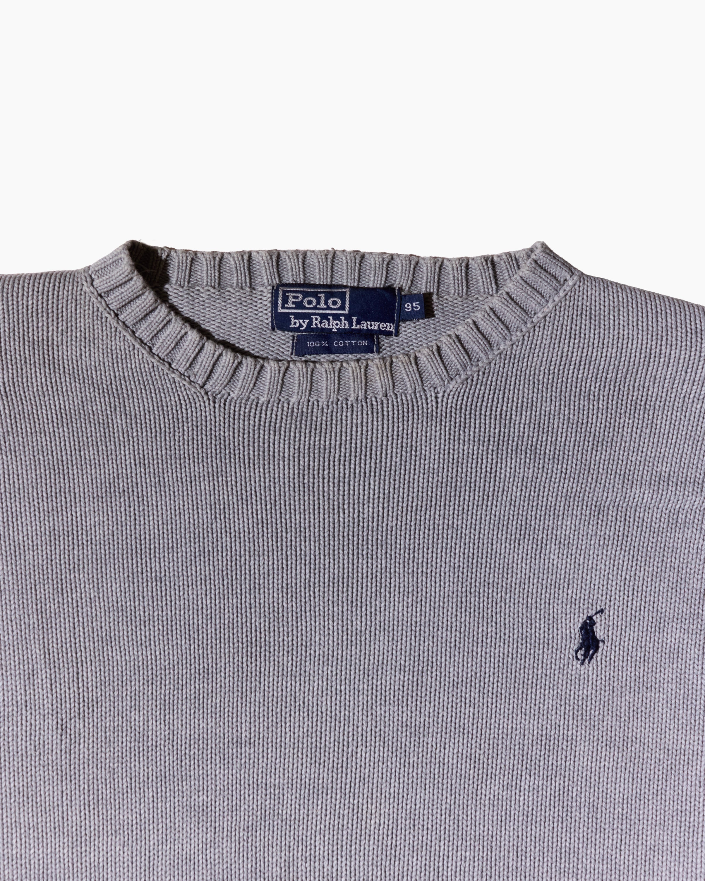 RL Light Grey & Navy Logo Knit
