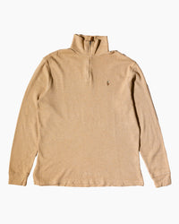 RL Beige & Brown Logo Half Zip