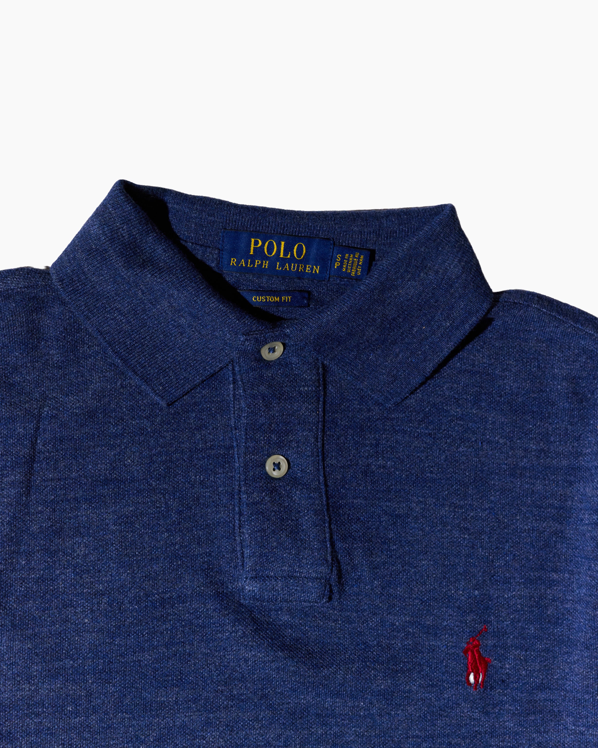 RL Navy & Red Logo Long Sleeve Polo