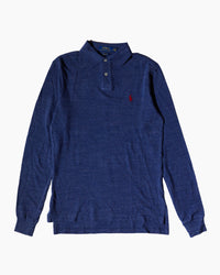 RL Navy & Red Logo Long Sleeve Polo