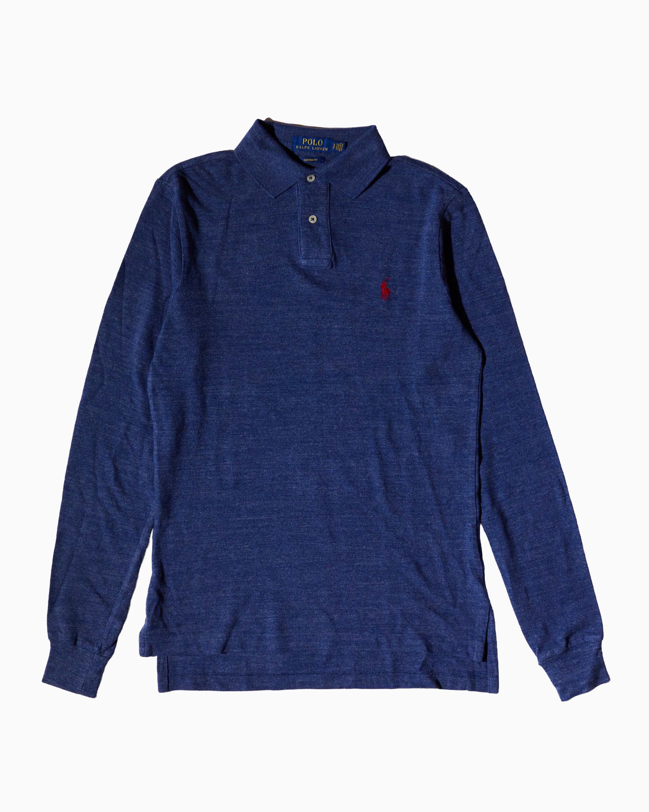 RL Navy & Red Logo Long Sleeve Polo