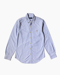 RL Light Blue Striped & Brown Logo Shirt