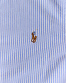 RL Light Blue Striped & Brown Logo Shirt