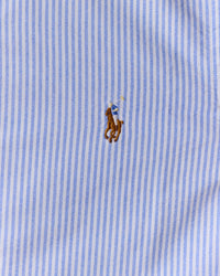 RL Light Blue Striped & Brown Logo Shirt