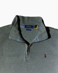 RL Olive Green & Brown Logo Half Zip