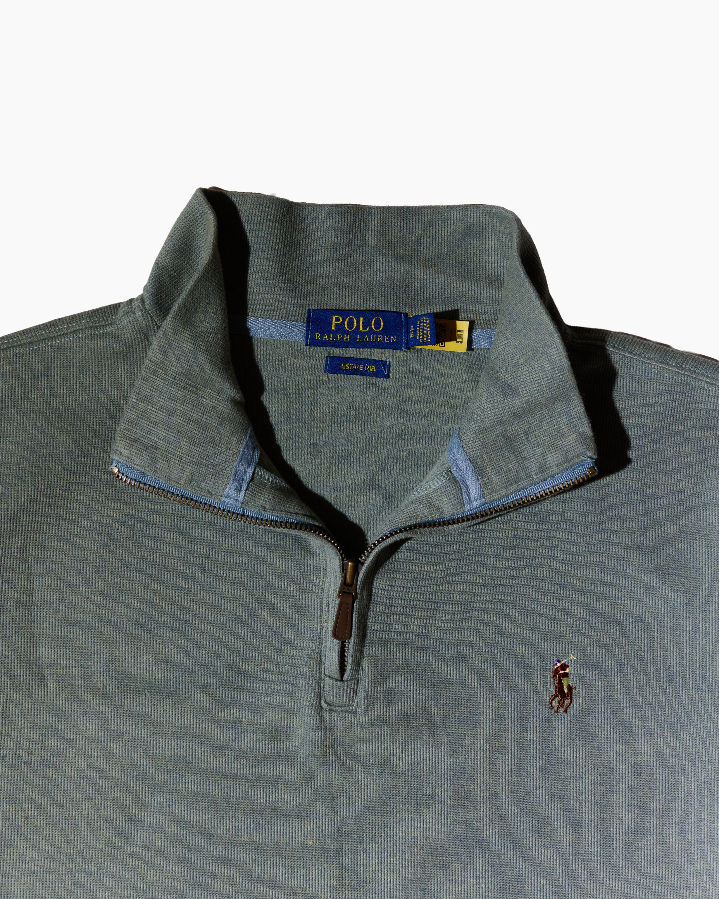 RL Olive Green & Brown Logo Half Zip