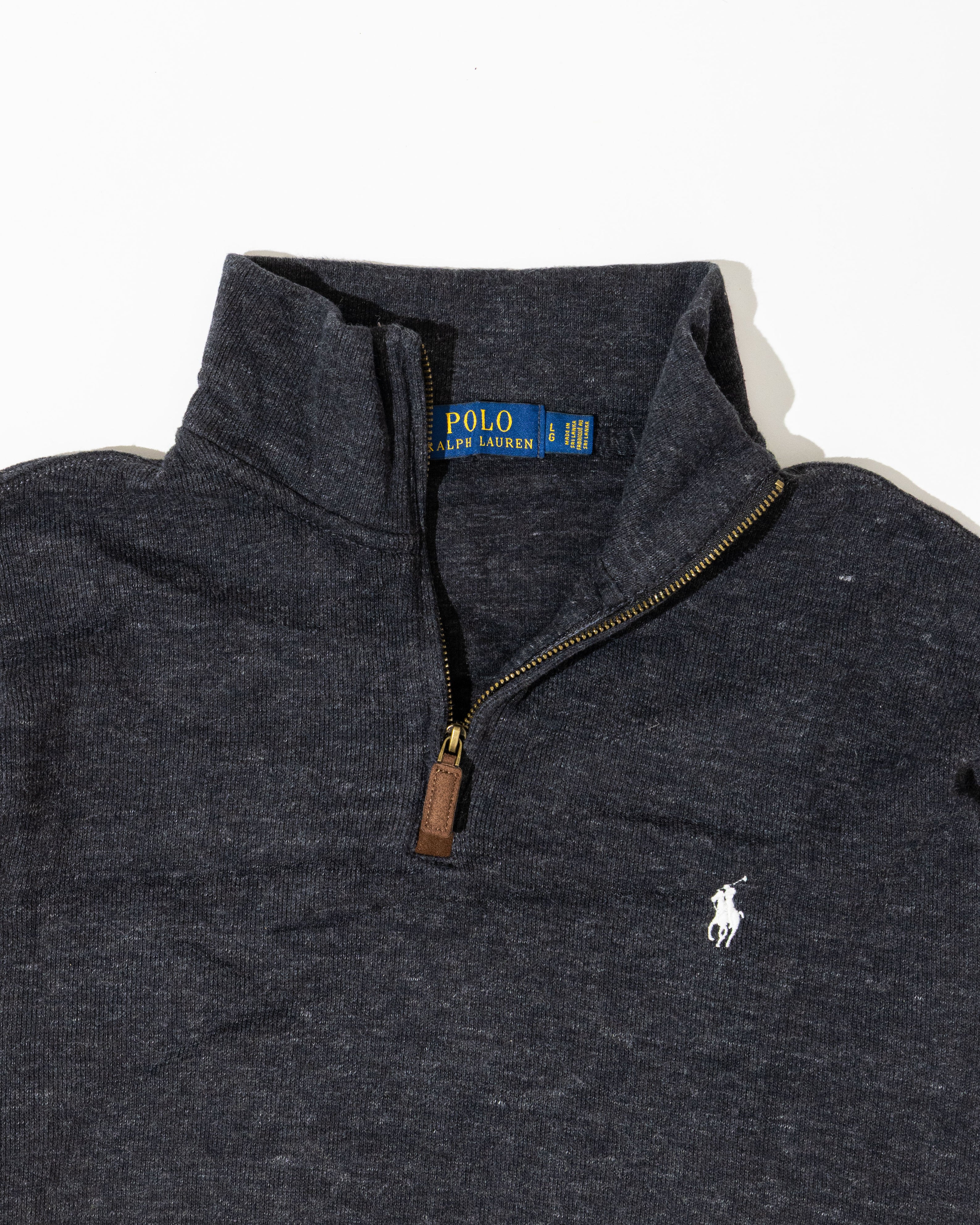 RL Charcoal Half-Zip Sweater & White Logo (L)