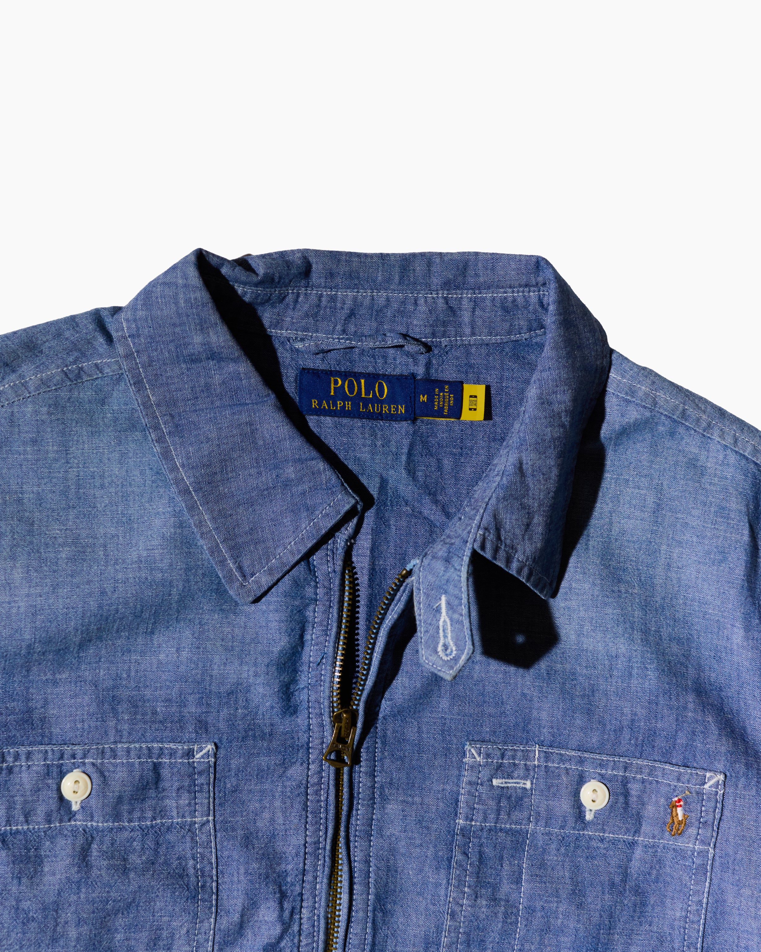 RL Denim Blue & Brown Logo Jacket