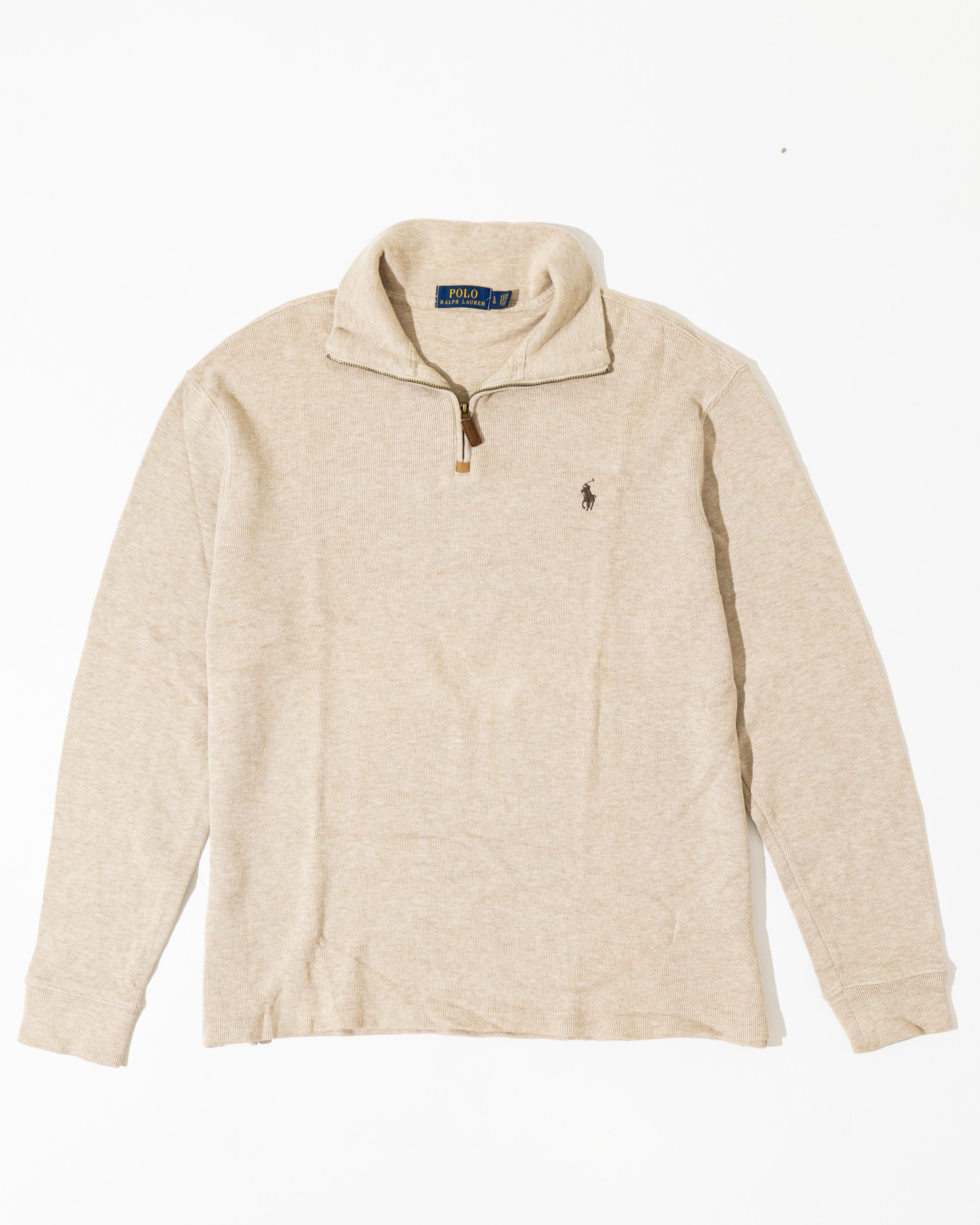 RL Cream Half-Zip Sweater & Dark Brown Logo (L)