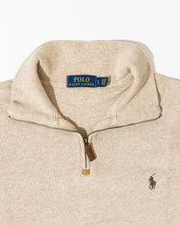RL Cream Half-Zip Sweater & Dark Brown Logo (L)