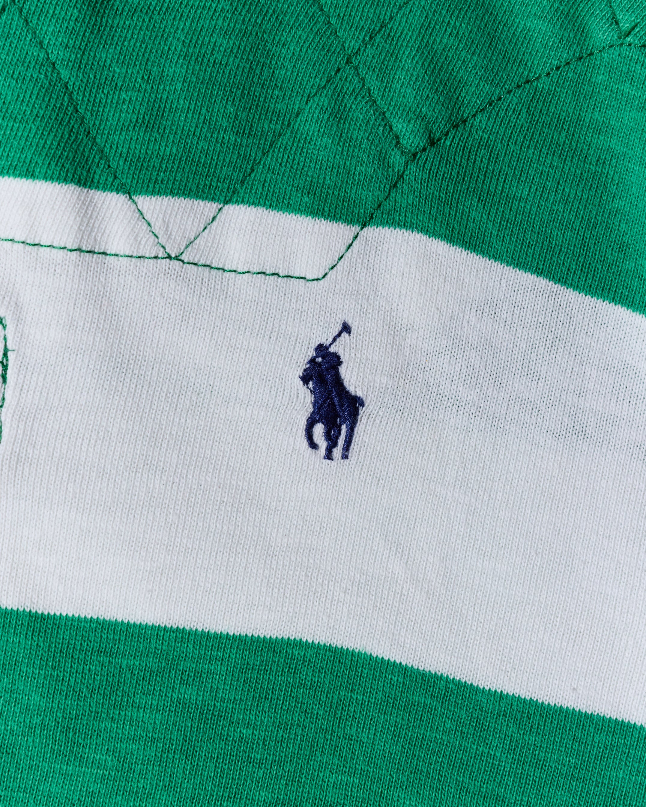 RL White Green & Navy Logo Rugby Shirt