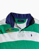 RL White Green & Navy Logo Rugby Shirt