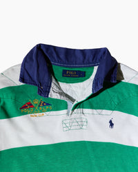 RL White Green & Navy Logo Rugby Shirt