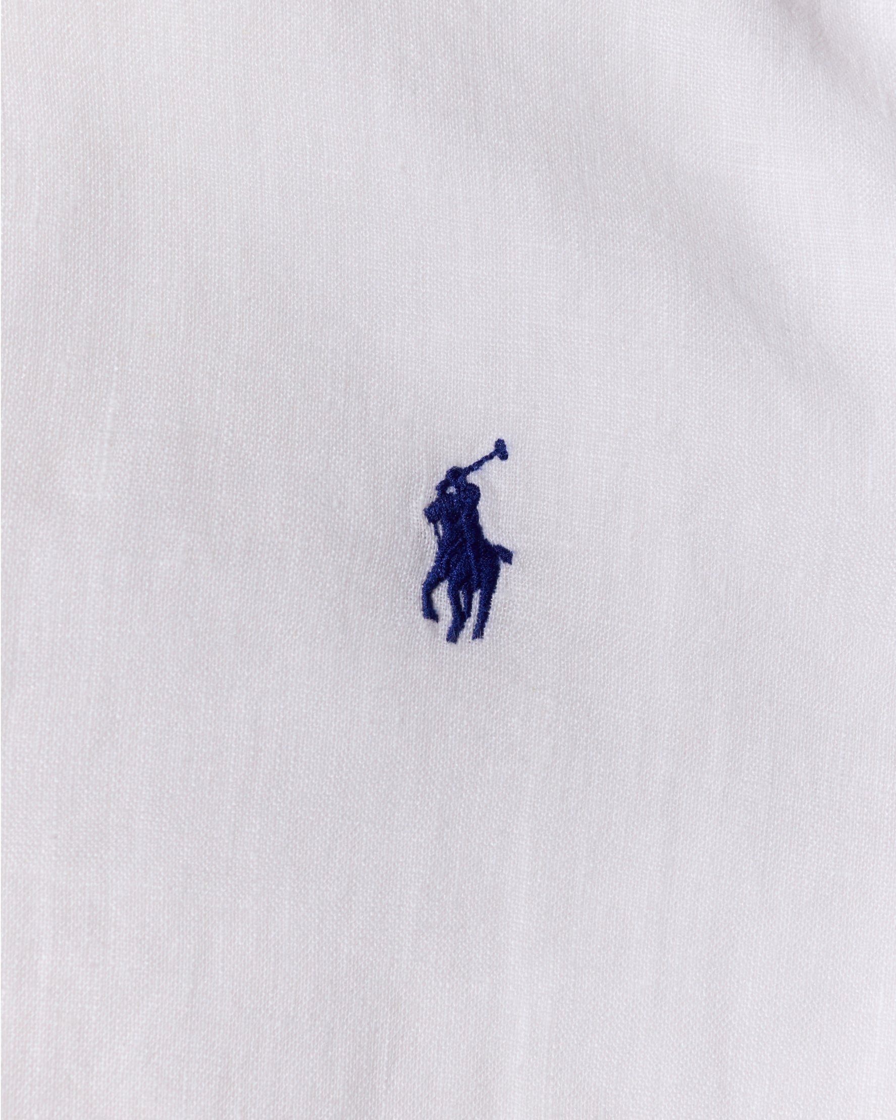RL White &Navy Logo Linen Shirt