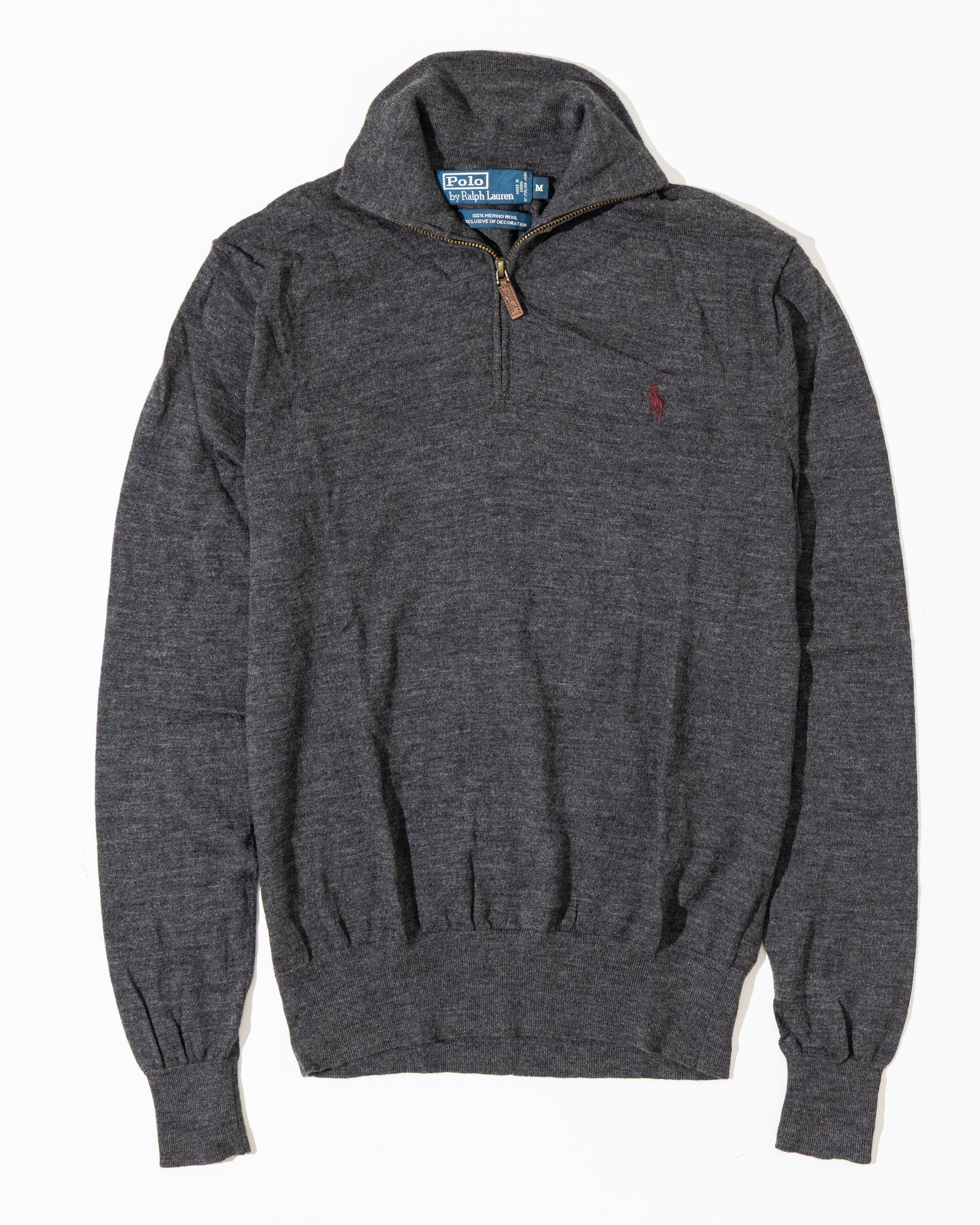 RL Charcoal Half-Zip Sweater & Red Logo (M)