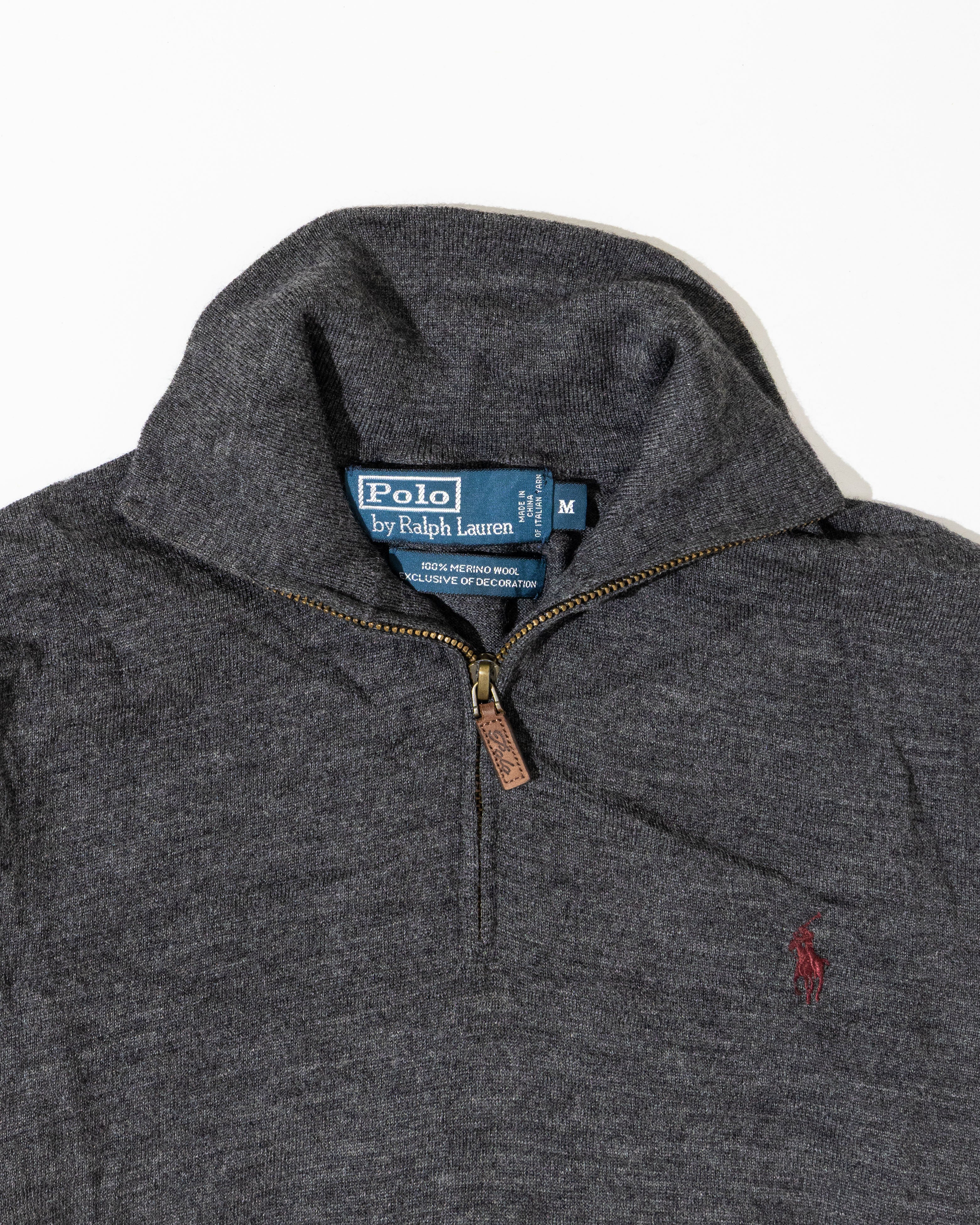 RL Charcoal Half-Zip Sweater & Red Logo (M)