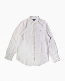 RL White &Navy Logo Linen Shirt