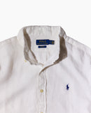 RL White &Navy Logo Linen Shirt