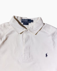RL White Long Sleeve Polo & Navy Logo
