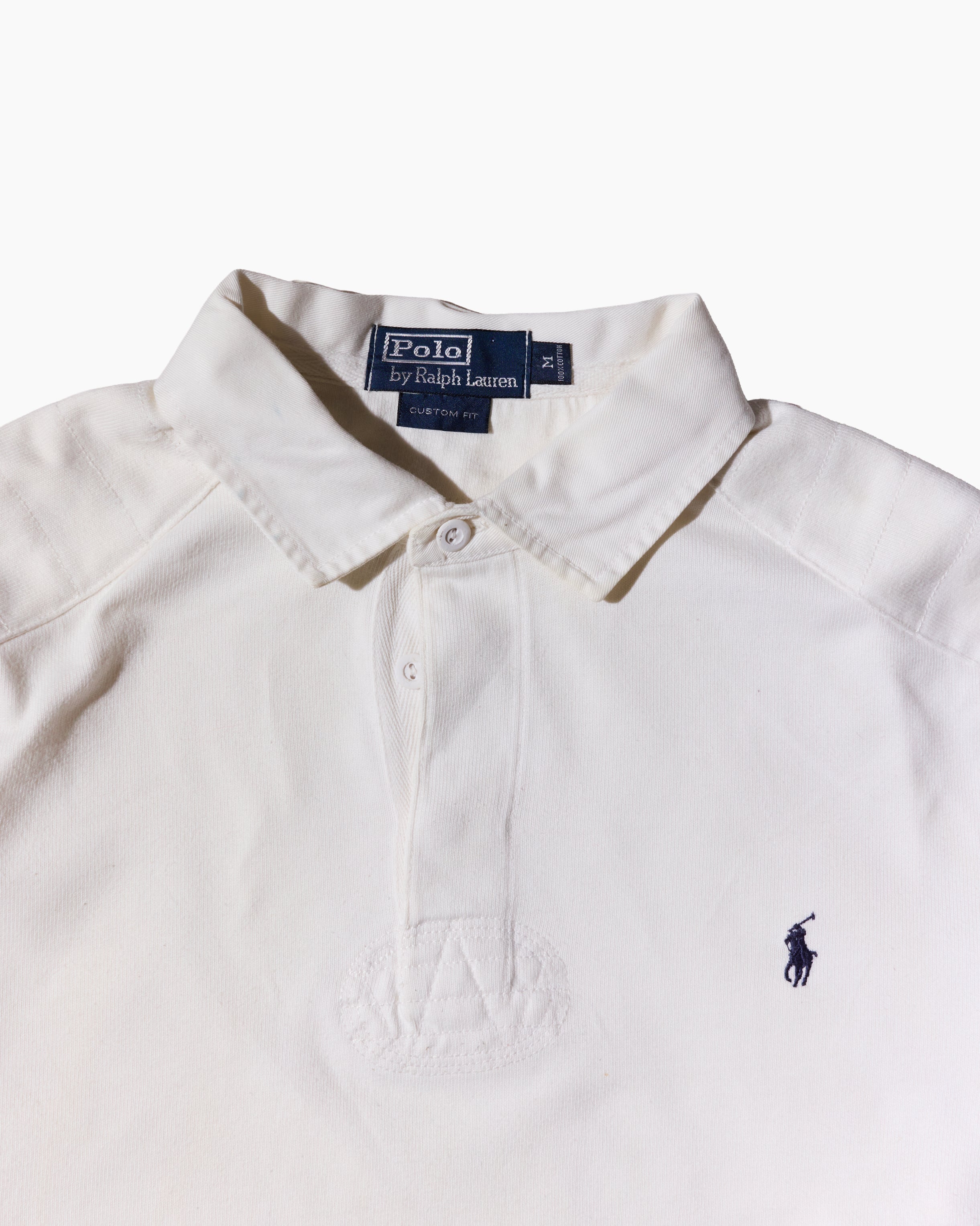 RL White Long Sleeve Polo & Navy Logo