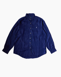 RL Navy & White Logo Linen Shirt