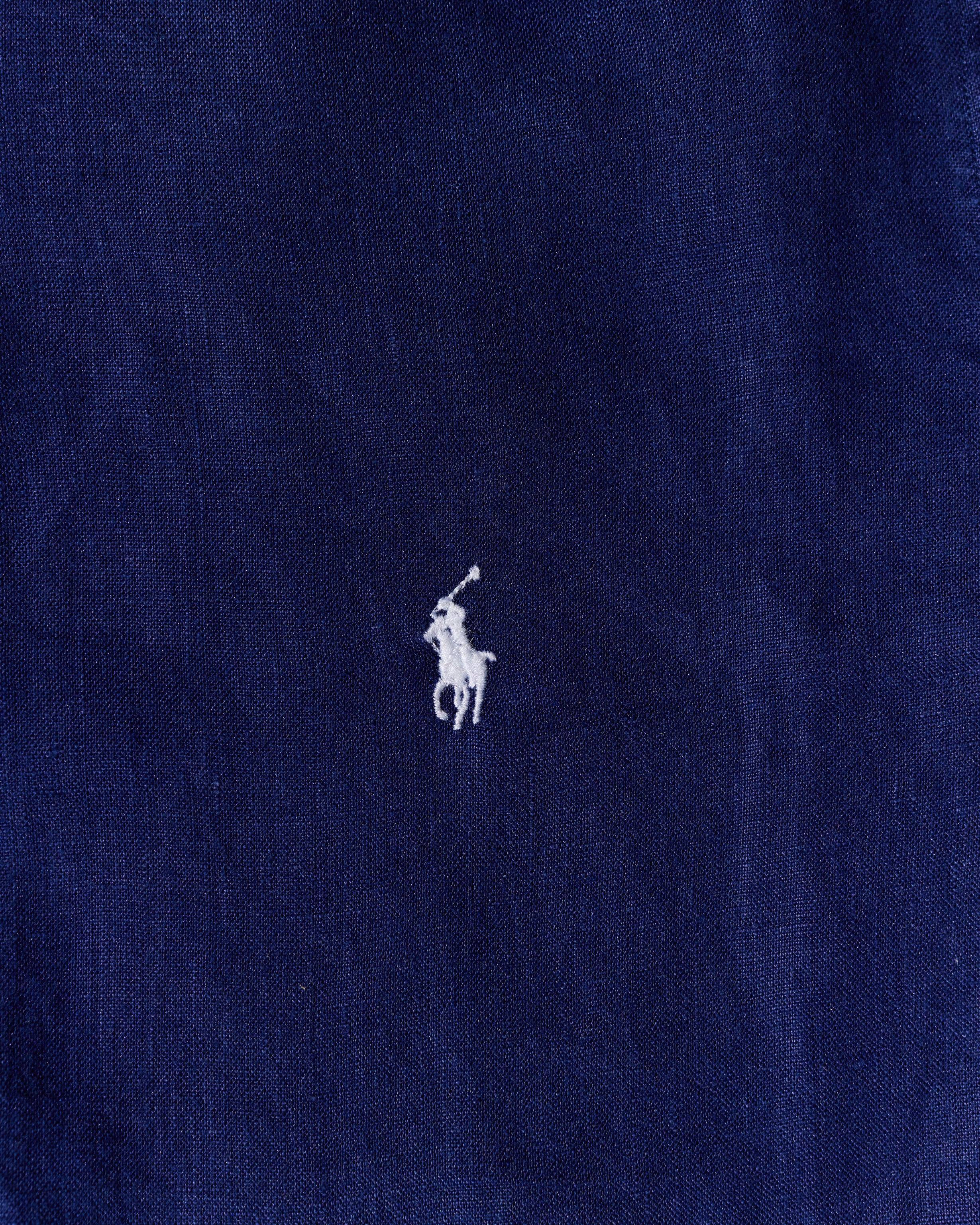 RL Navy & White Logo Linen Shirt