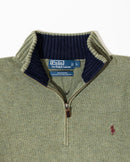 RL Olive Half-Zip Sweater & Red Logo (L)
