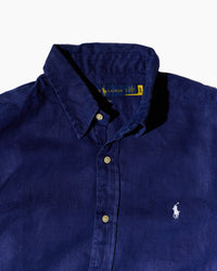 RL Navy & White Logo Linen Shirt