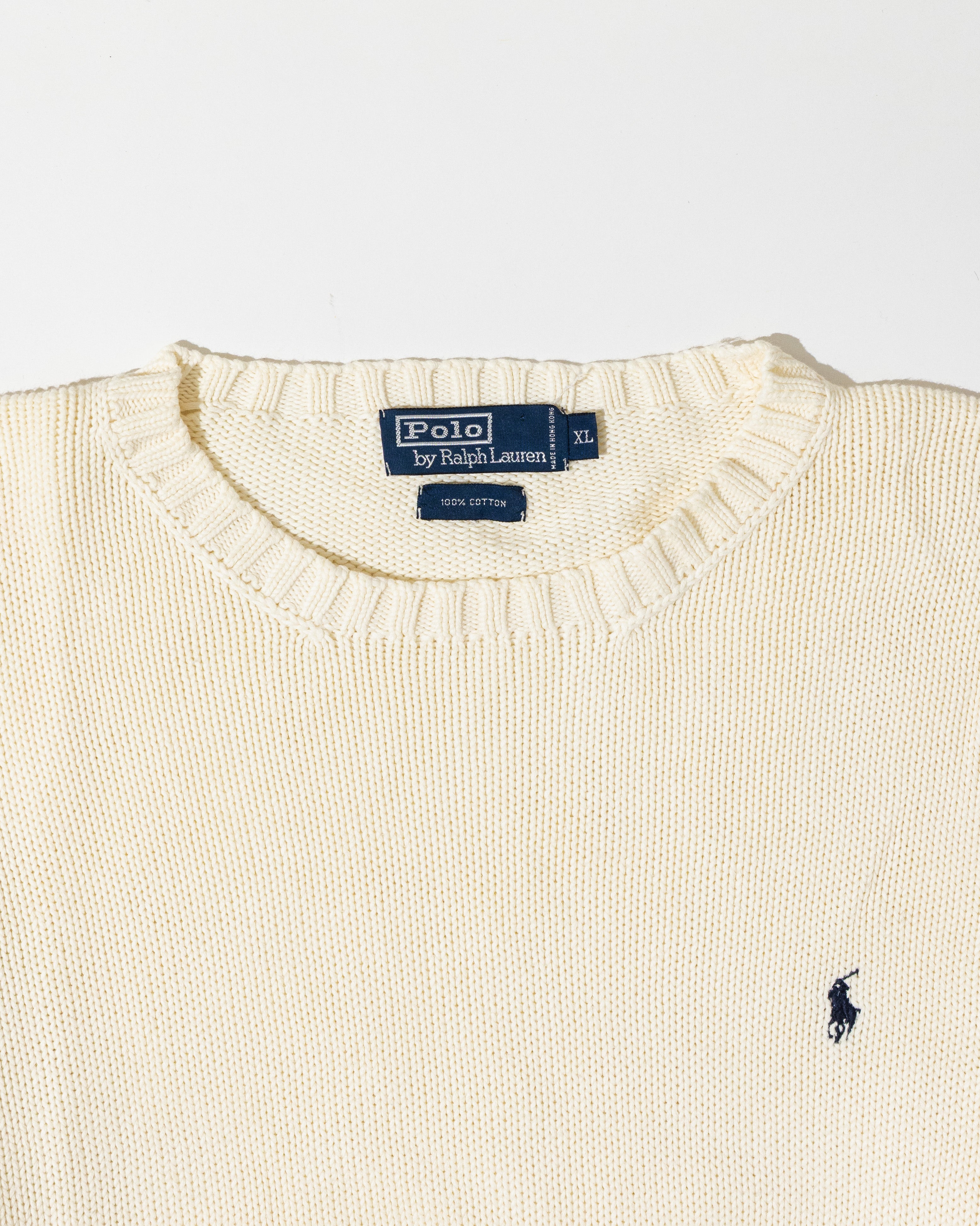 RL Cream Knit Sweater & Navy Logo (XL)