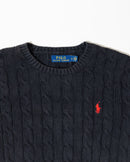 RL Black Cable Knit Sweater & Red Logo (L)