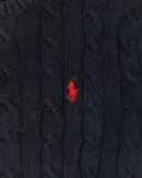 RL Black Cable Knit Sweater & Red Logo (L)