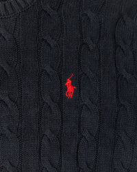 RL Black Cable Knit Sweater & Red Logo (L)