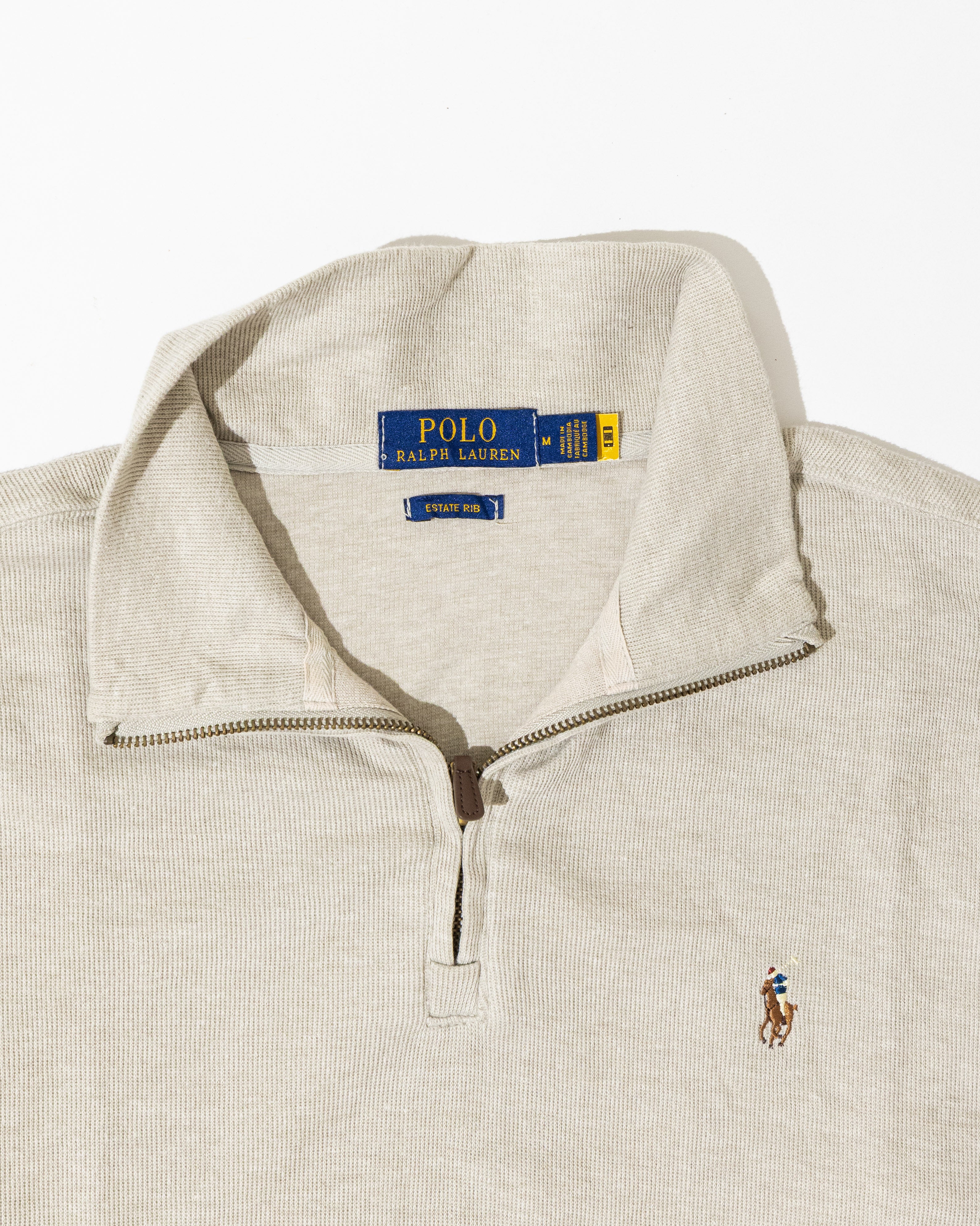 RL Light Grey Half-Zip Sweater & Colorful logo (M)