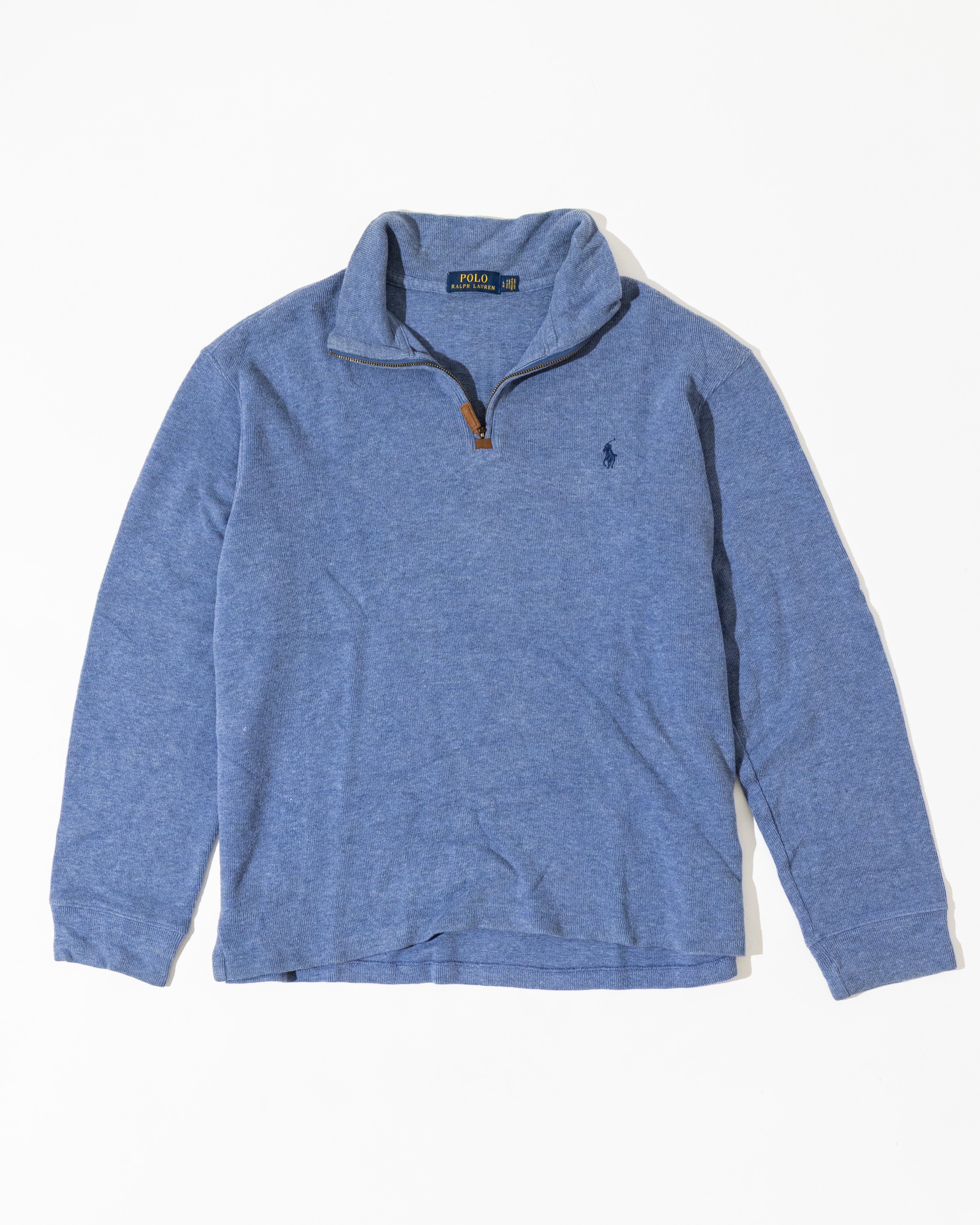 RL Light Blue Half-Zip Sweater & Navy Logo (L)