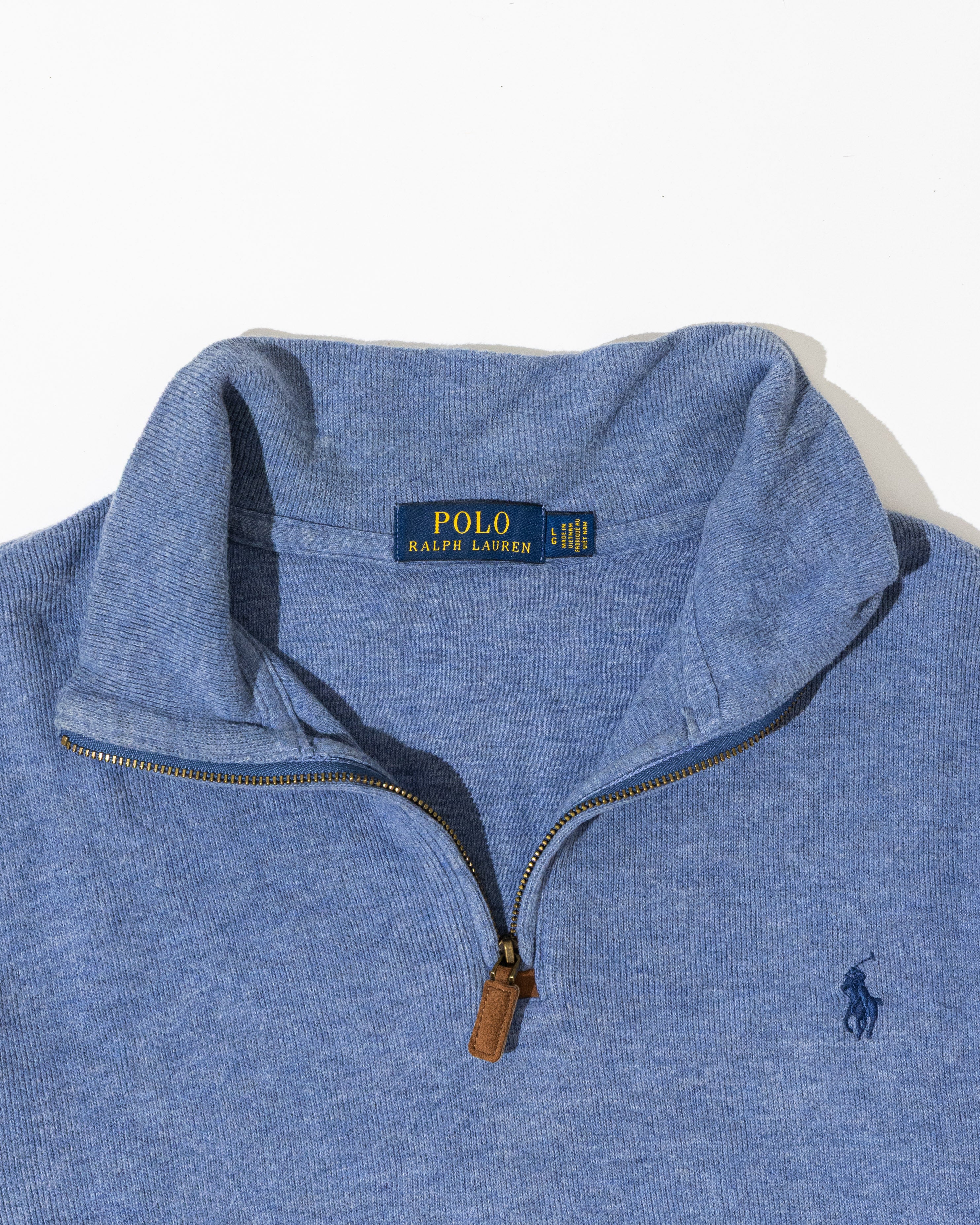 RL Light Blue Half-Zip Sweater & Navy Logo (L)