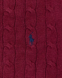RL Maroon Cable Knit Sweater & Blue Logo (XL)