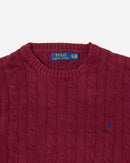 RL Maroon Cable Knit Sweater & Blue Logo (XL)
