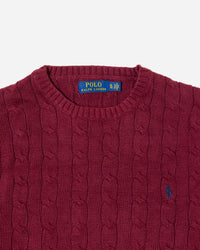 RL Maroon Cable Knit Sweater & Blue Logo (XL)