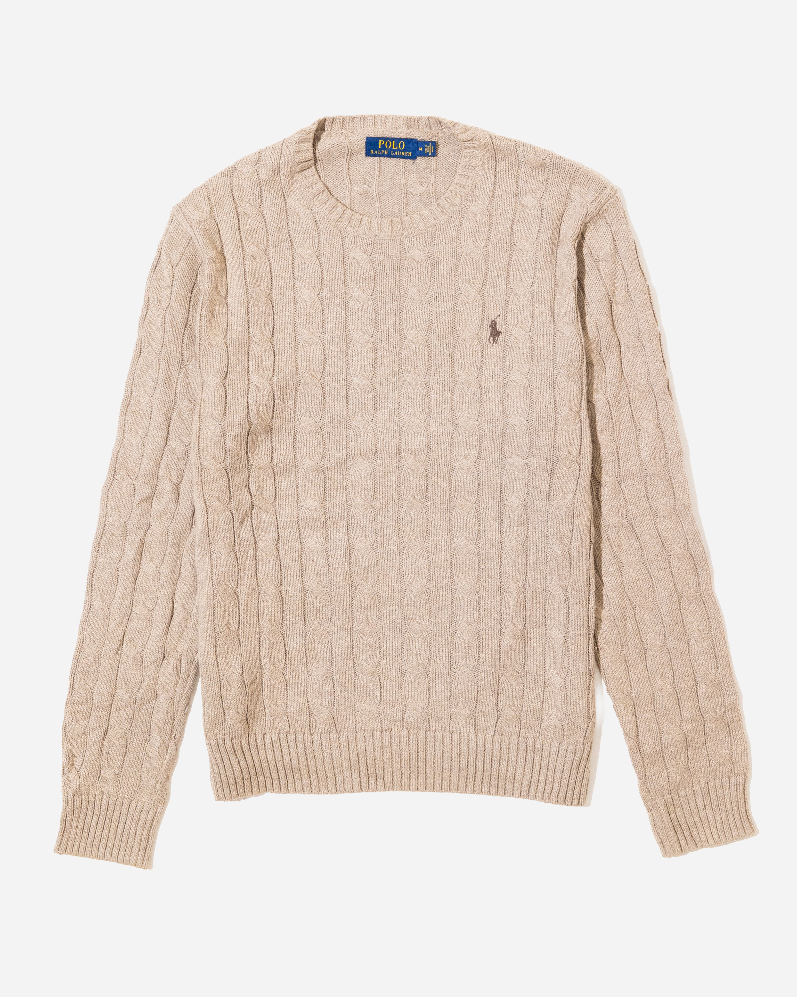 RL Chocolate Cable Knit Sweater & Brown Logo (M)